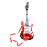 4-saitige elektrische Kindergitarre in Rot und Weiß auf weißem Hintergrund