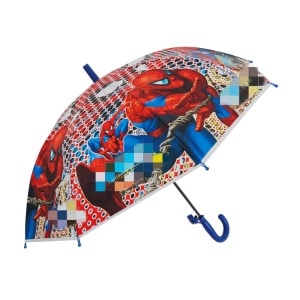 Kinderregenschirm mit Spiderman-Motiv, rot auf weißem Hintergrund