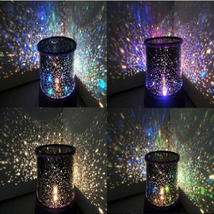 LED-Nachttischlampe mit Projektion des farbigen Sternenhimmels