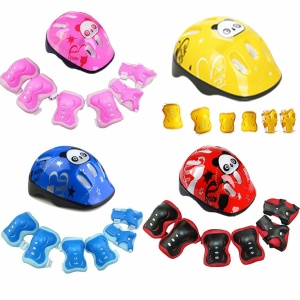 Helm mit Schutzausrüstung für Kinder in rosa, gelb, blau und rot
