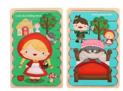 Doppelseitiges 3D-Puzzle - Rotkäppchen Doppelseitiges 3D-Puzzle Rotkäppchen aus Holz