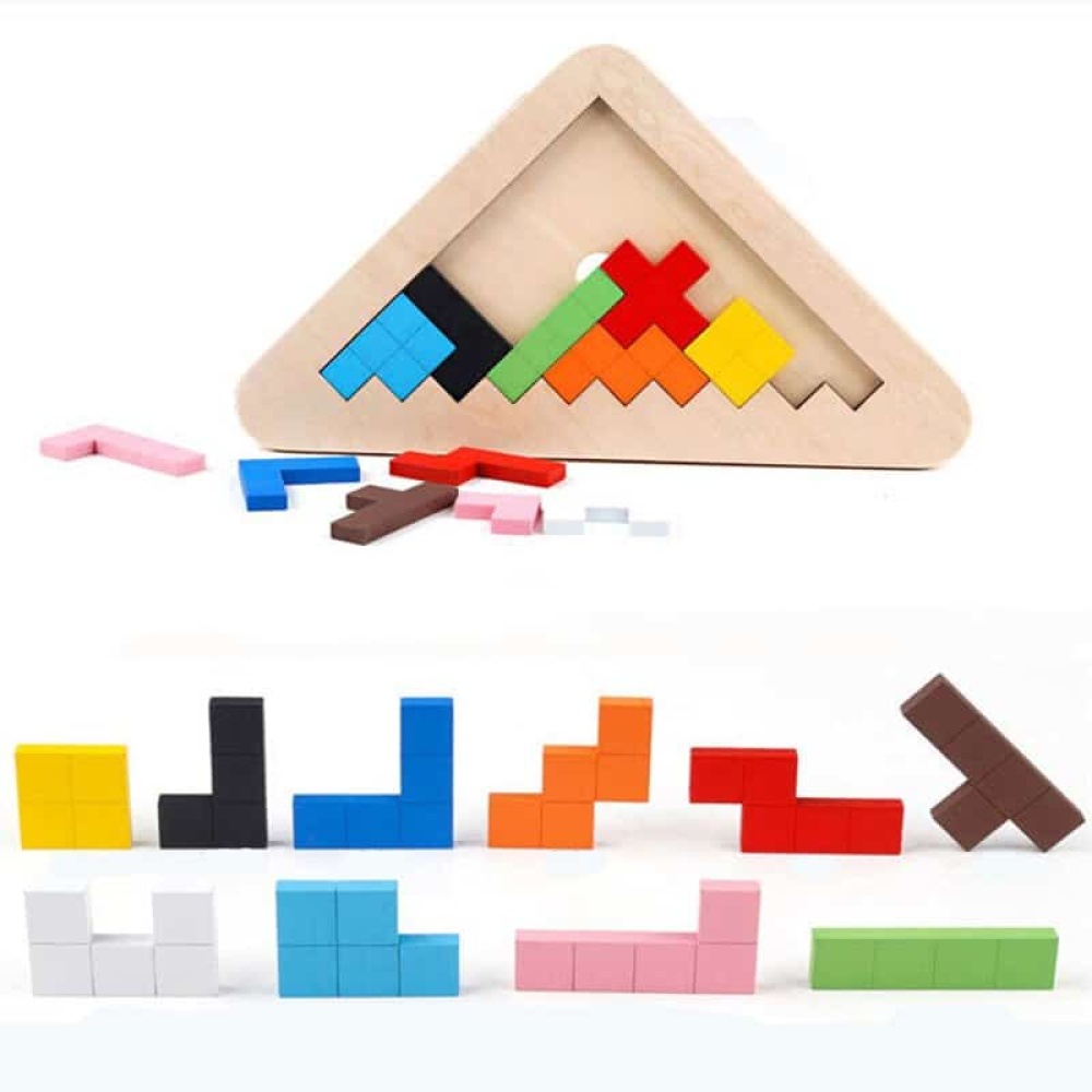 Mehrfarbiges Tangram-Puzzle aus Holz