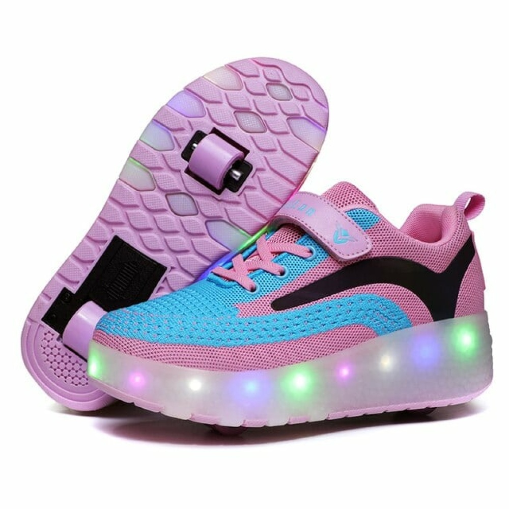 Rosa und blau beleuchteter zweirädriger Tennisplatz für Kinder mit Led-Leuchten