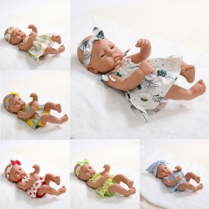 Mädchen-Puppe für Babys mit bunten Kleidern und Stirnband