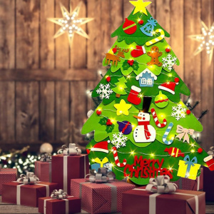 Weihnachtsbaum für Kinder grün mit Geschenken in rot