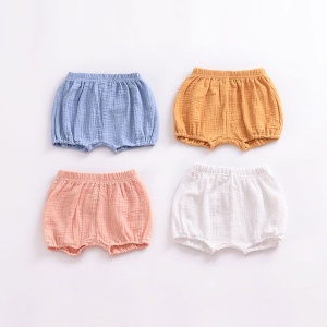 Plissee-Leinen-Shorts für Kinder in orange, weiß, blau und rosa