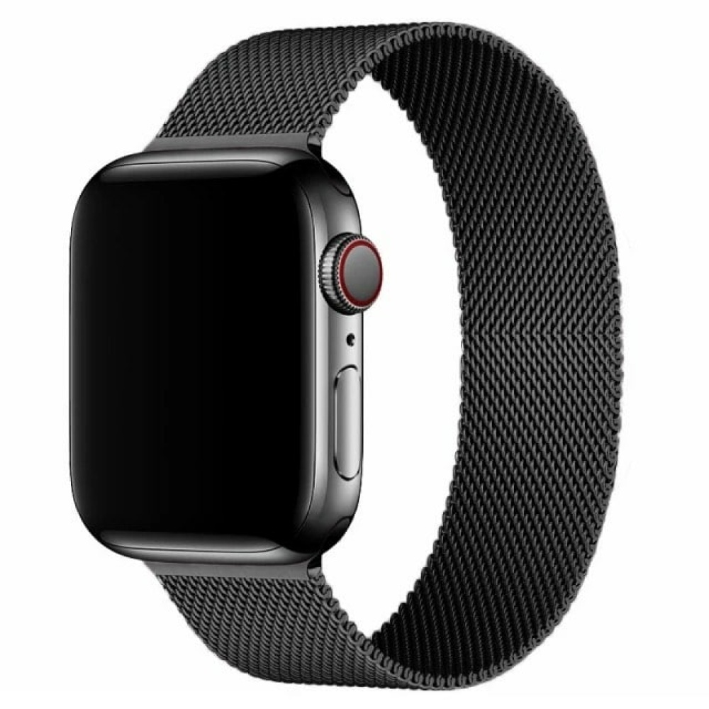 Magnetschleifenarmband für Apple Watch - 42mm 44mm 45 mm, Schwarz Armband mit Magnetverschluss für Apple Watch in schwarz metallic