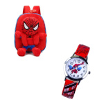 Pack Mini Plüsch Rucksack mit Spiderman 2 Uhr in rot und blau