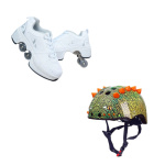 Roller Tennis Pack + Helm für Jungen in Weiß und Helm mit Pailletten