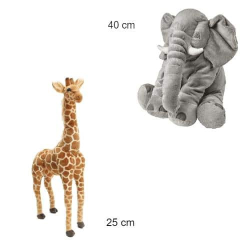 Packung Savannentiere Elefant und Giraffe für Kinder in grau und gelb