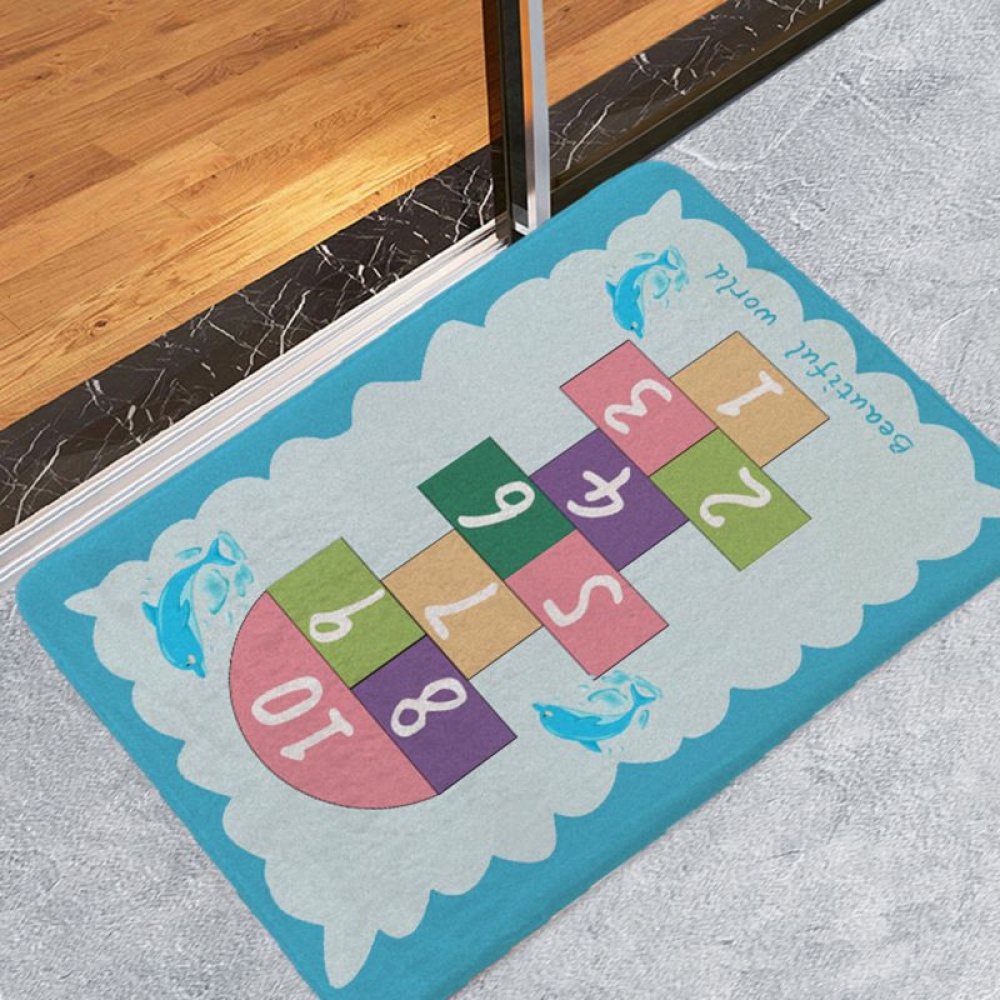 Blauer Teppich für ein blaues Kinderzimmer mit Digitalisaten mit farbigem Hintergrund