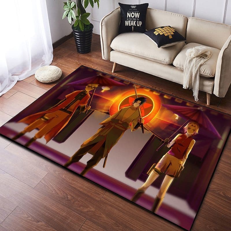 Rechteckiger Teppich mit 3 Naruto-Figuren