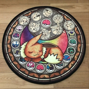 Runde Bodenmatte mit schlafenden Pokemon