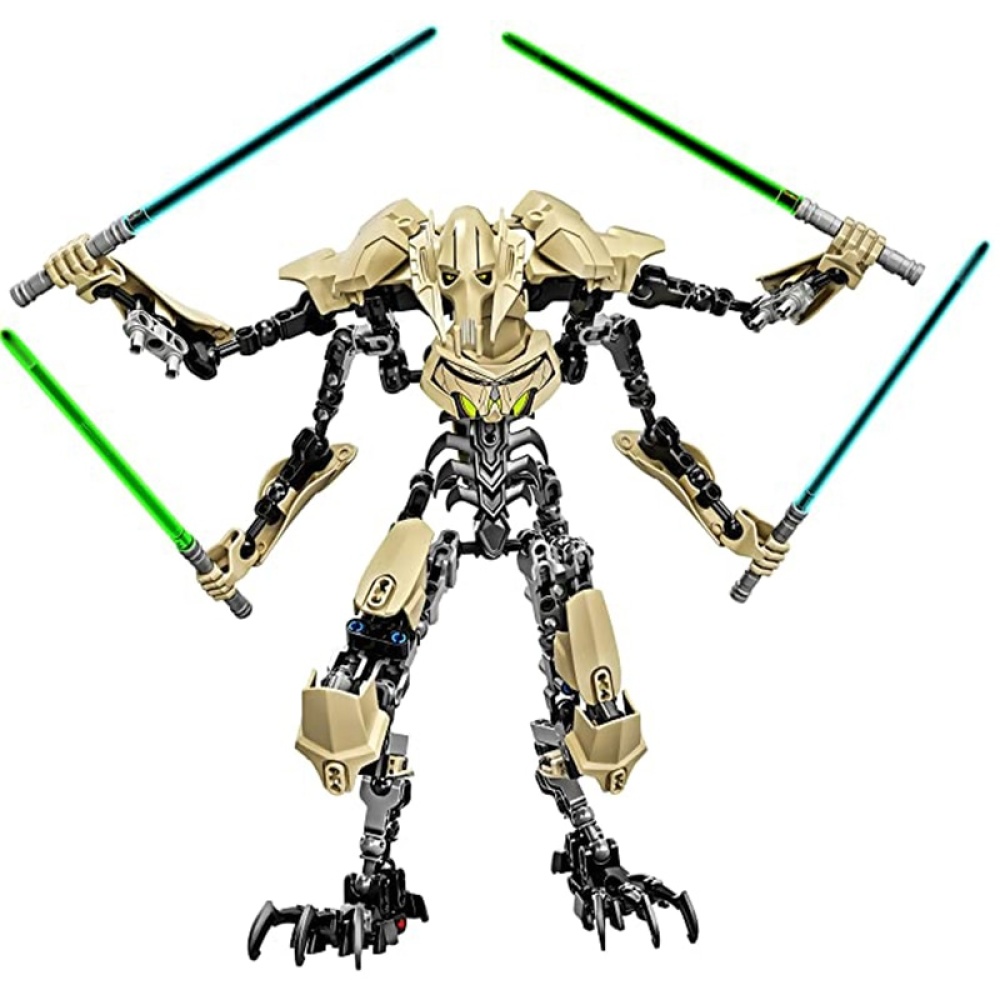 Star Wars Kampfdroidenfiguren im Lego-Stil mit Schwertern