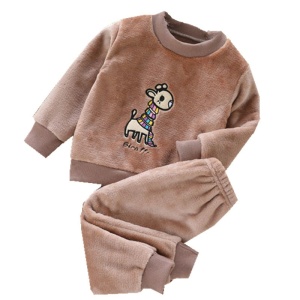 Dicker Fleece-Pyjama Giraffe für Kinder in braun