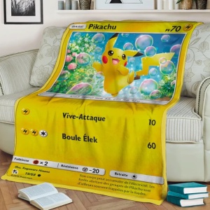 Plaid Karte Pokémon Pikachu niedlich auf einem Sofa mit Büchern
