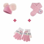 rosa Winterpaket für Mädchen: Schal, Mütze und Handschuhe
