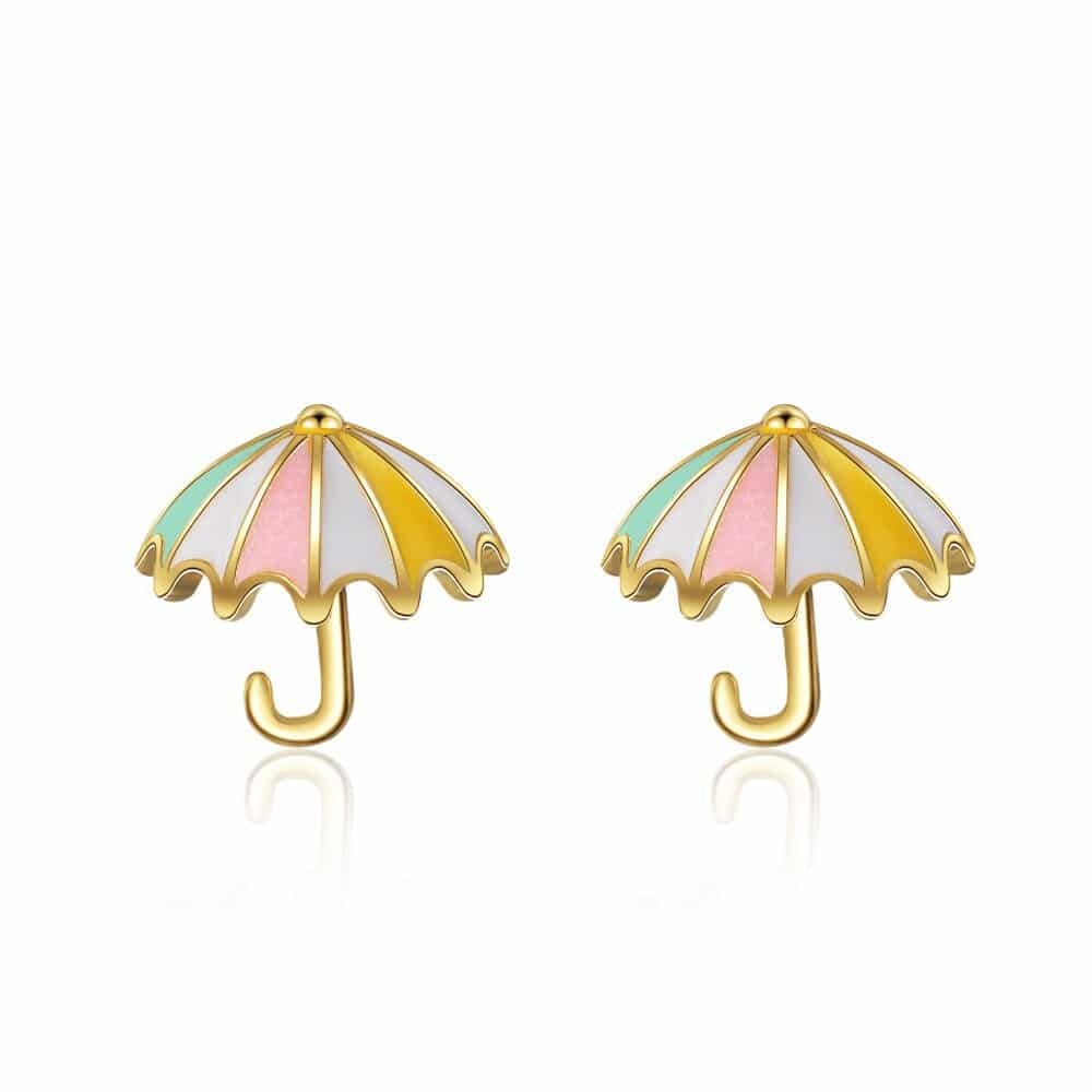 Goldene Regenschirm-Ohrringe für kleine Mädchen