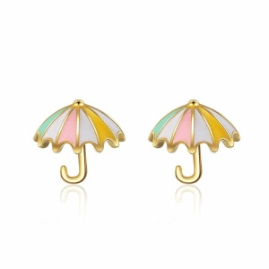 Goldene Regenschirm-Ohrringe für kleine Mädchen
