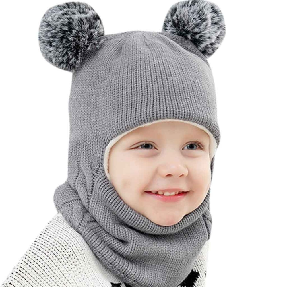 Kapuze mit Pompons für Kinder