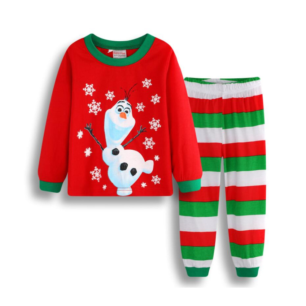 Olaf und der Weihnachtsmann Weihnachtspyjama für Kinder mit einem weißen Hintergrund