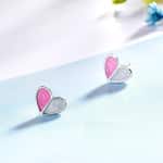 Rosafarbene herzförmige Ohrringe für Mädchen