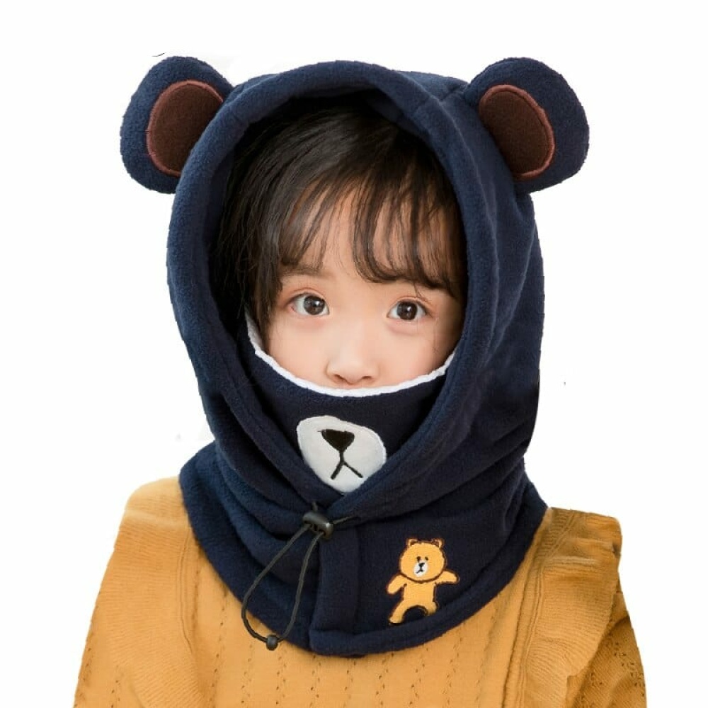 Blaue Bärchen-Kopfhaube für Kinder