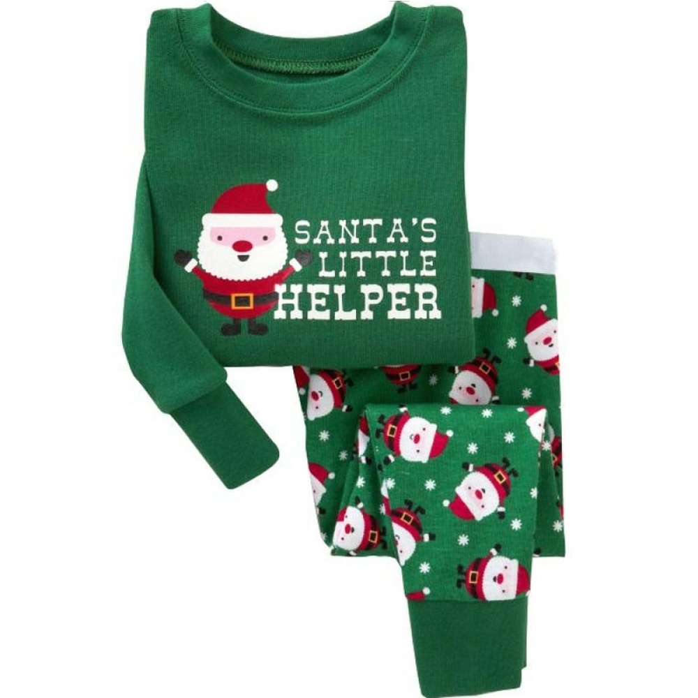 Weihnachtspyjama mit Weihnachtsmann-Motiv für Kinder mit weißem Hintergrund