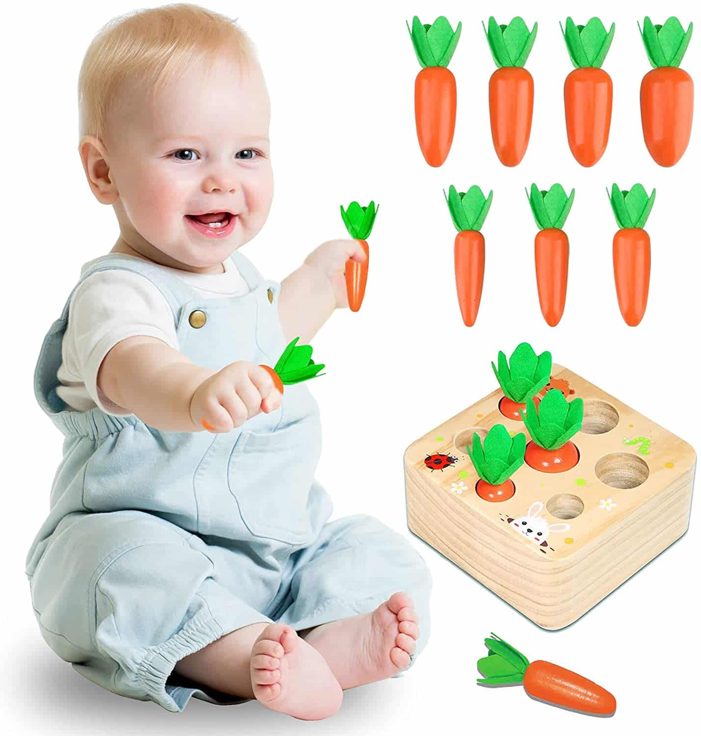 öko spielzeug baby Montessori Karottenset - Feinmotorik Spielzeug