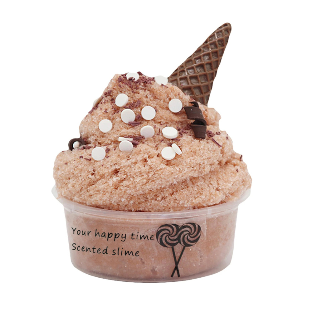 Slime in Form von buntem Eis für Kinder braun mit weißem Hintergrund