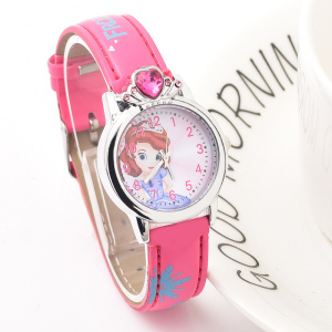 Die Schneekönigin Uhr mit farbigem Armband und rosafarbenem Herzdiamant