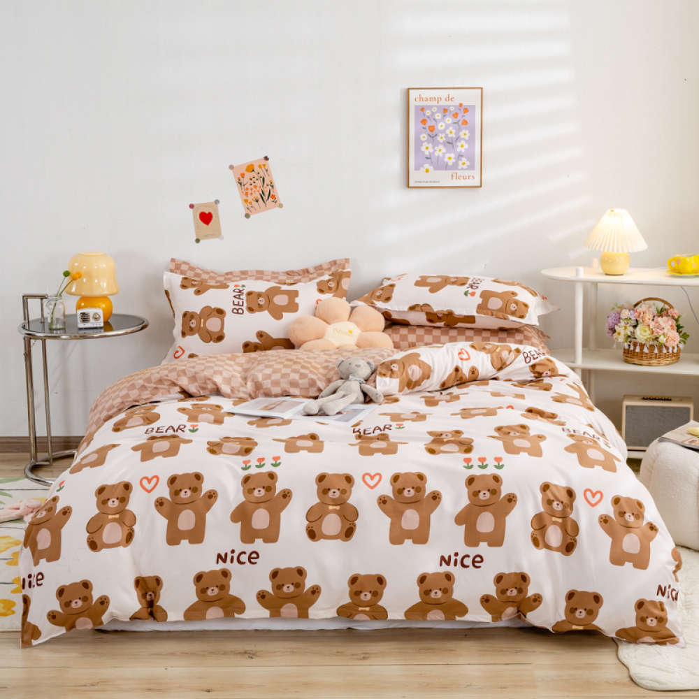 Bettdecke mit Teddybär-Motiv für Kinder mit einem Hintergrund für ein Kinderzimmer