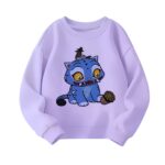 K-pop Demon Hunters Kinder-Sweatshirt in Lila mit dem blauen Tiger. Vor weißem Hintergrund.