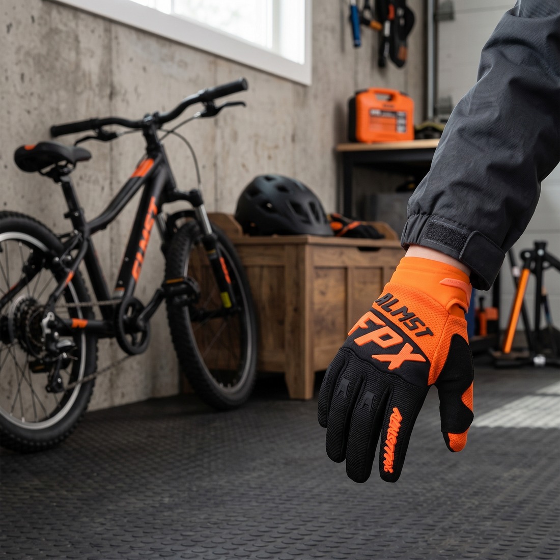 Motorrad und Sporthandschuhe für Kinder – Bild 4
